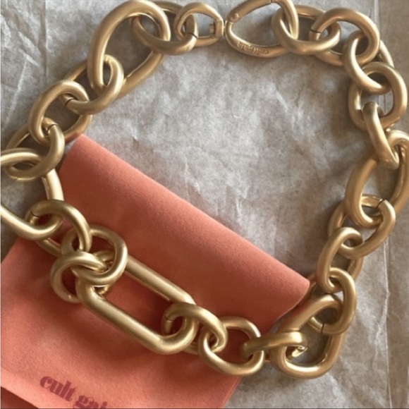 NWT Cult Gaia 14k gold chunky chain link necklace - Picture 2 of 6